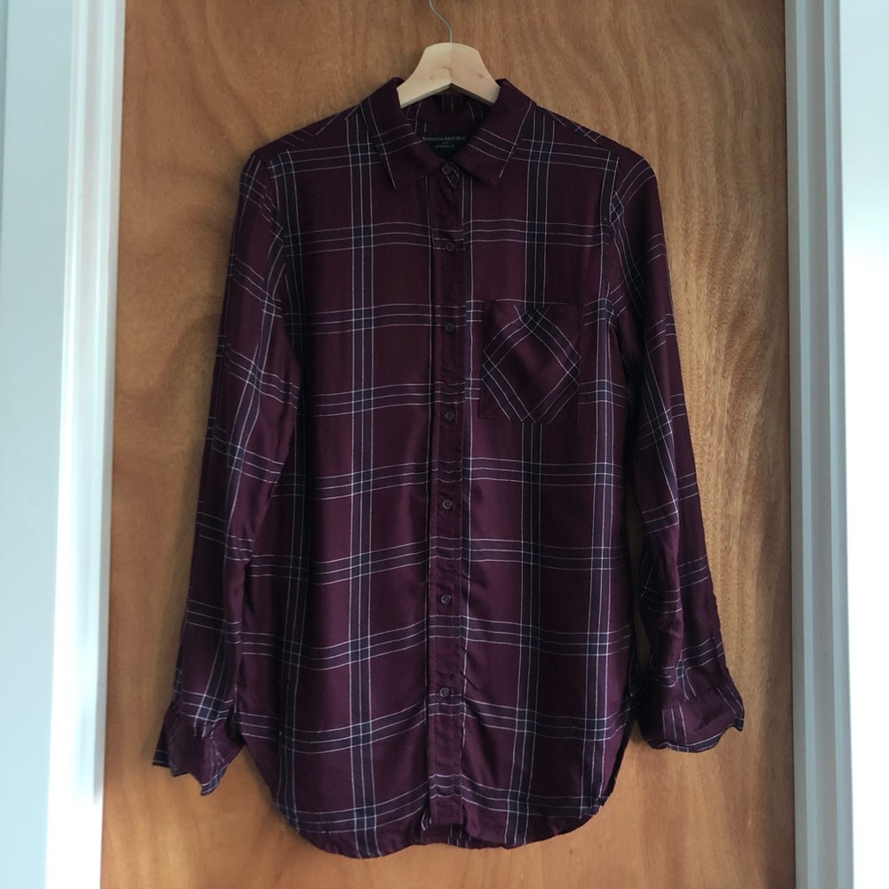 Banana Republic boyfriend fit plaid button down